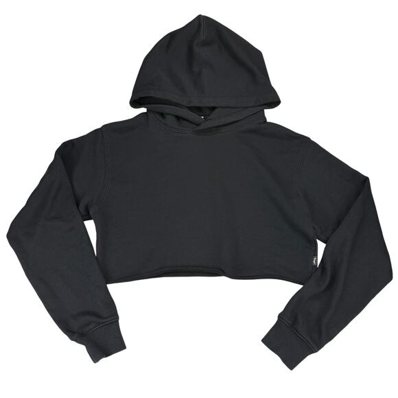 TNA Aritzia The Perfect Crop Terry Hoodie Light Size XXS Black - Picture 2 of 6